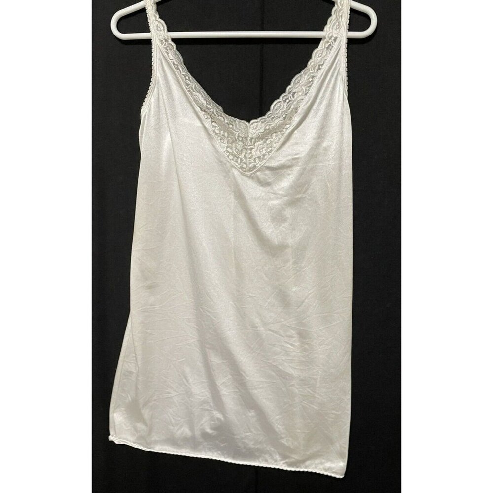 Vanity Fair Silky White Nylon Lace Nightgown Negligee Slip Size 36 USA Vintage